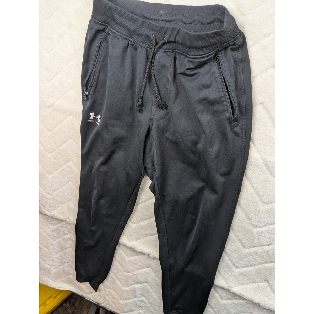 Under Armour ColdGear Mens Small Black Loose Fit Jogger Sweatpants Zip Pockets